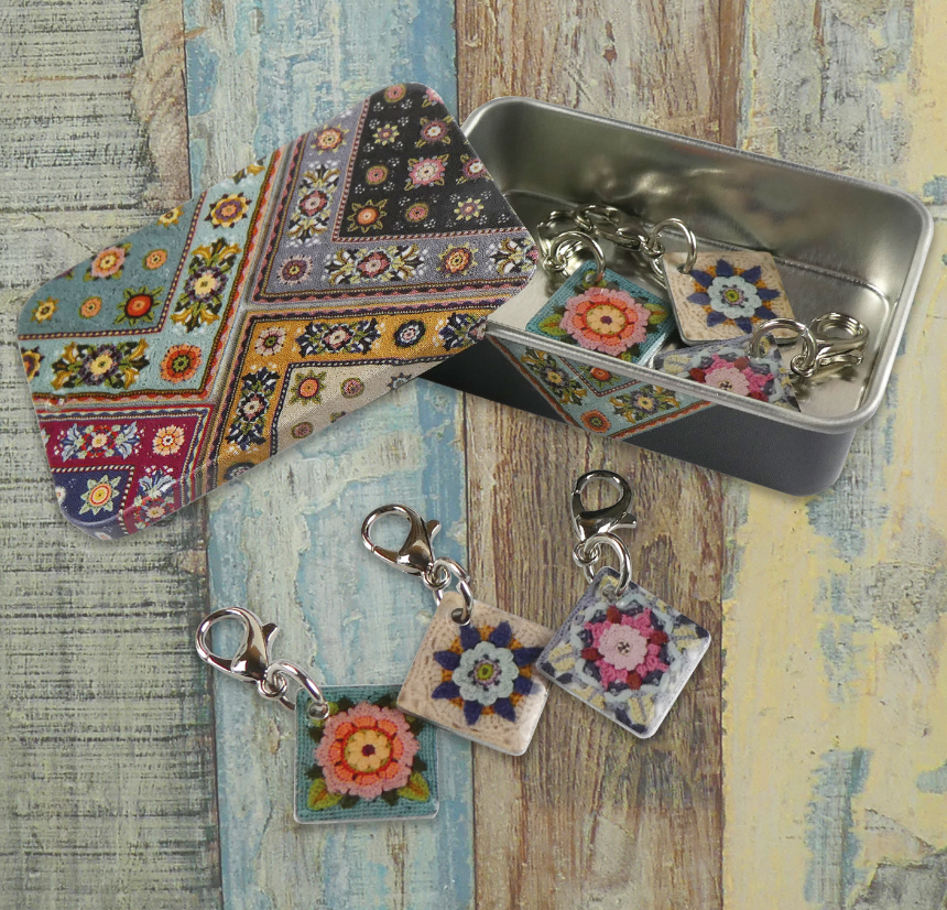 Fruit Garden - Stitch Markers or Progress Keepers in a Pocket Tin - Set of 6