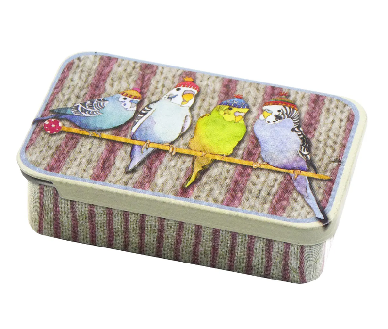 Budgies in Beanies Notions Tin - Pocket Slider Budgies in Beanies Notions Tin - Pocket Slider