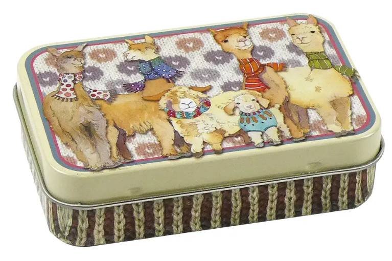 Alpacas &amp; Friends Rectangular Tin - Hinged Lid