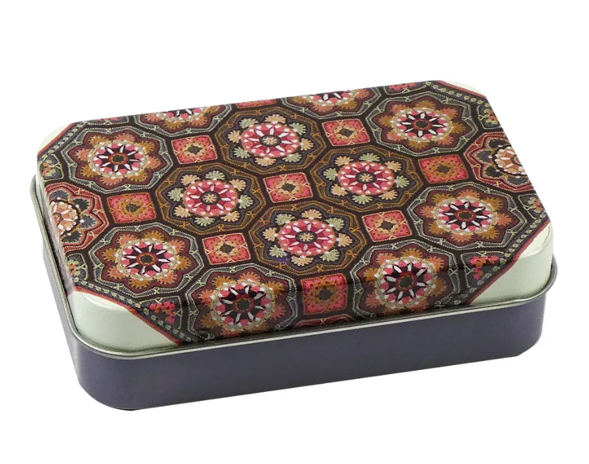 Persian Tiles Rectangular Tin - Hinged Lid