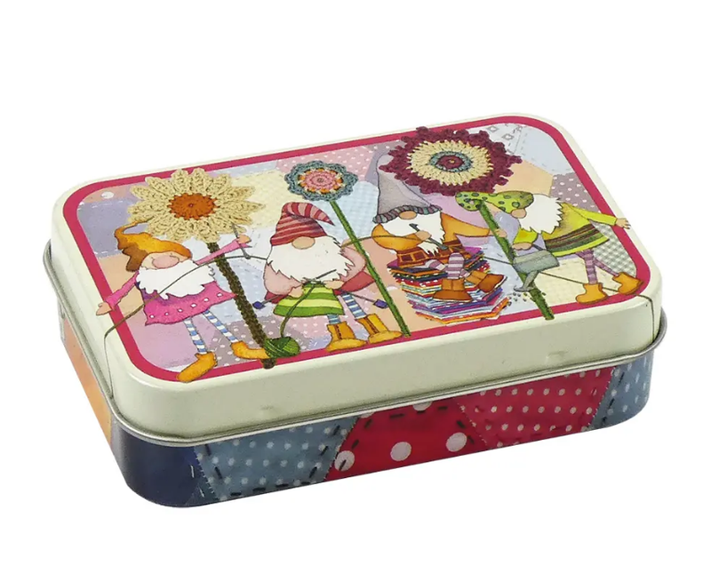 Crafting Gnomes Rectangular Tin - Hinged Lid Crafting Gnomes Rectangular Tin - Hinged Lid