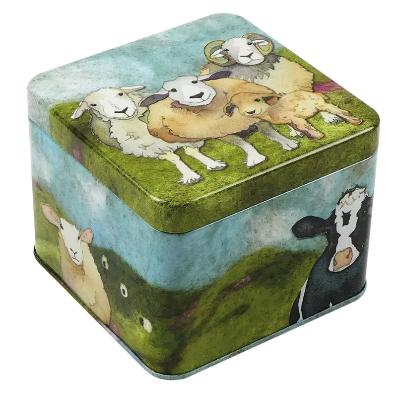 Felted Sheep Cube Tin Felted Sheep Cube Tin