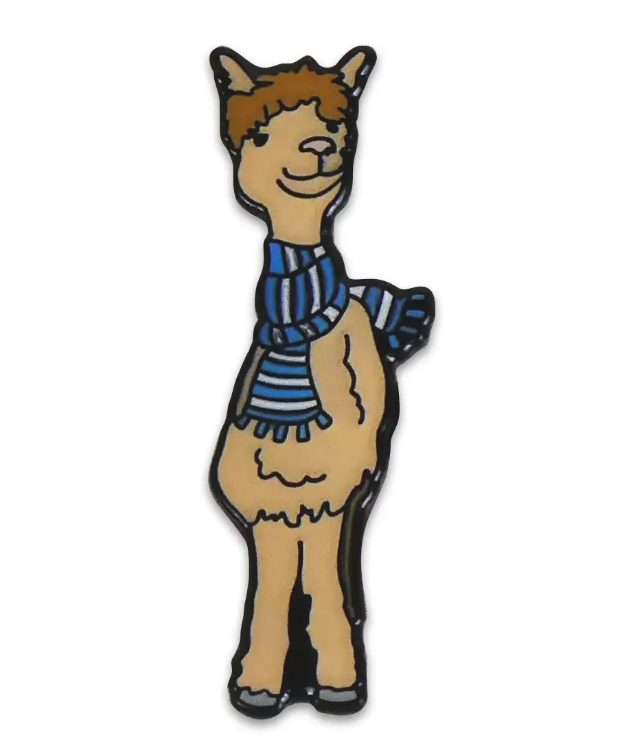 Alpaca in Blue Scarf Enamel Pin