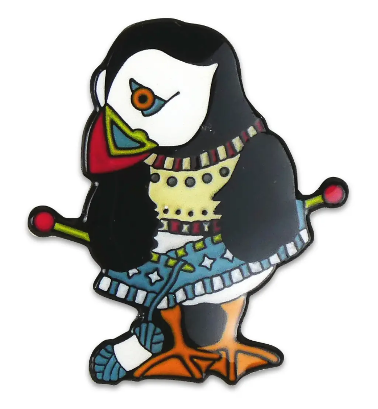 Knitting Puffin Enamel Pin