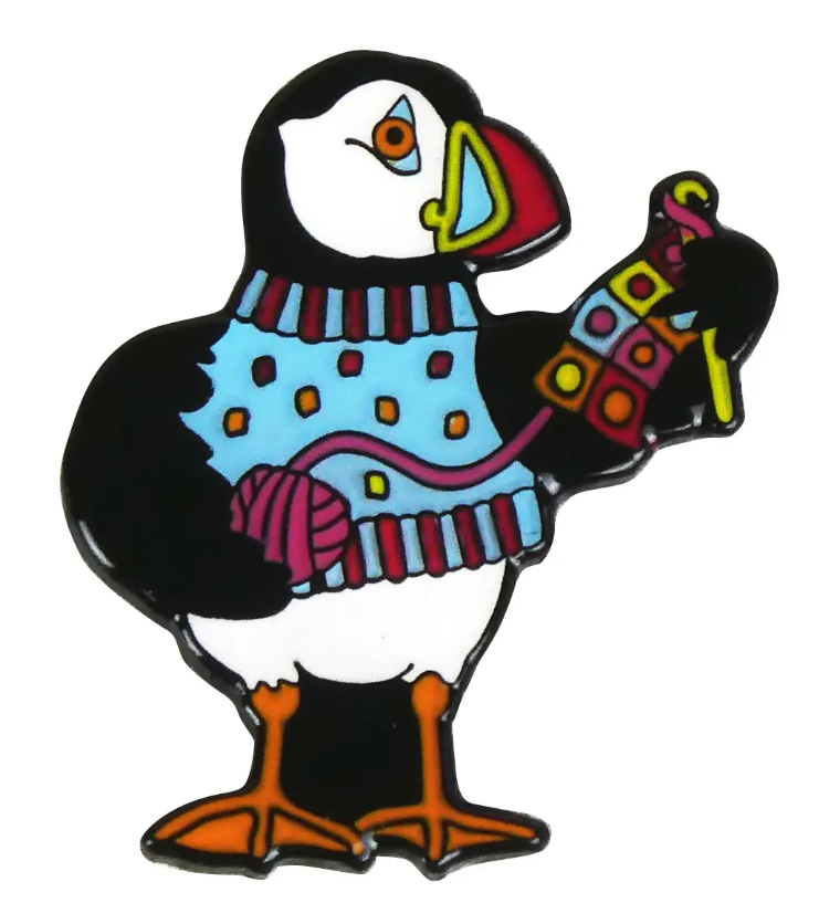 Crochet Puffin Enamel Pin