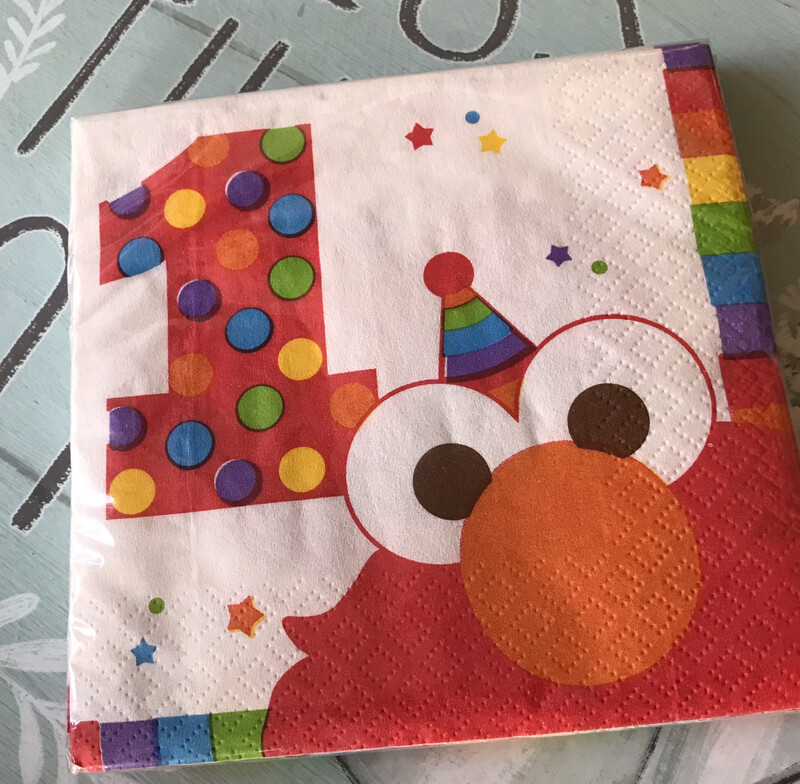 Elmo Turns 1 Beverage Napkin