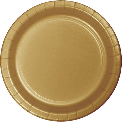 Glittering Gold 7in dessert plastic plate