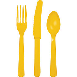School Bus Yellow Assorted Cutlery