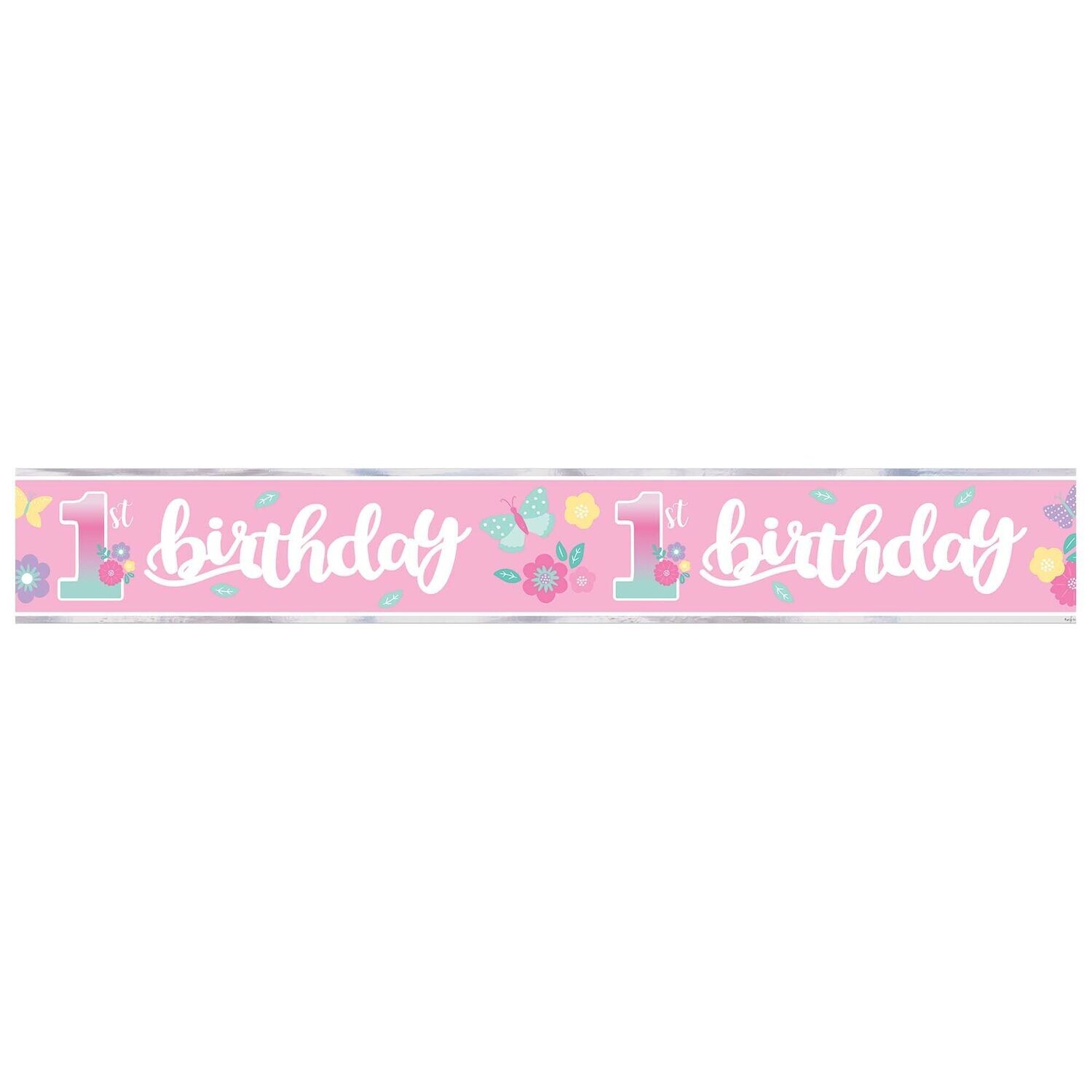 Butterfly Garden 1st Birthday Foil banner