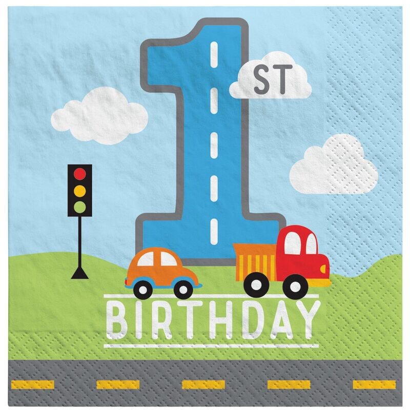 On the Road 1st Birthday Luncheon Napkins