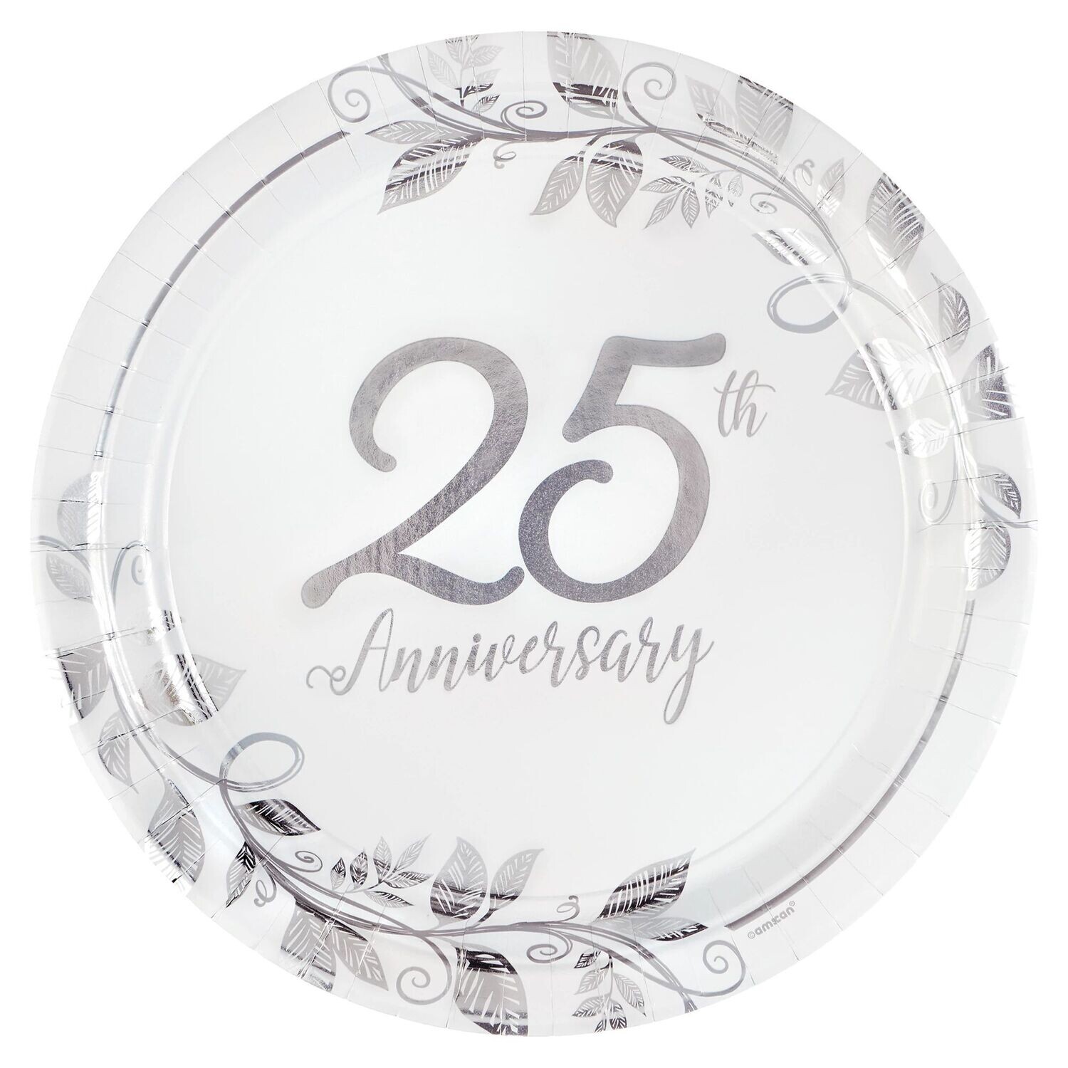 Happy 25th Anniversary 7" Round Metallic Plates
