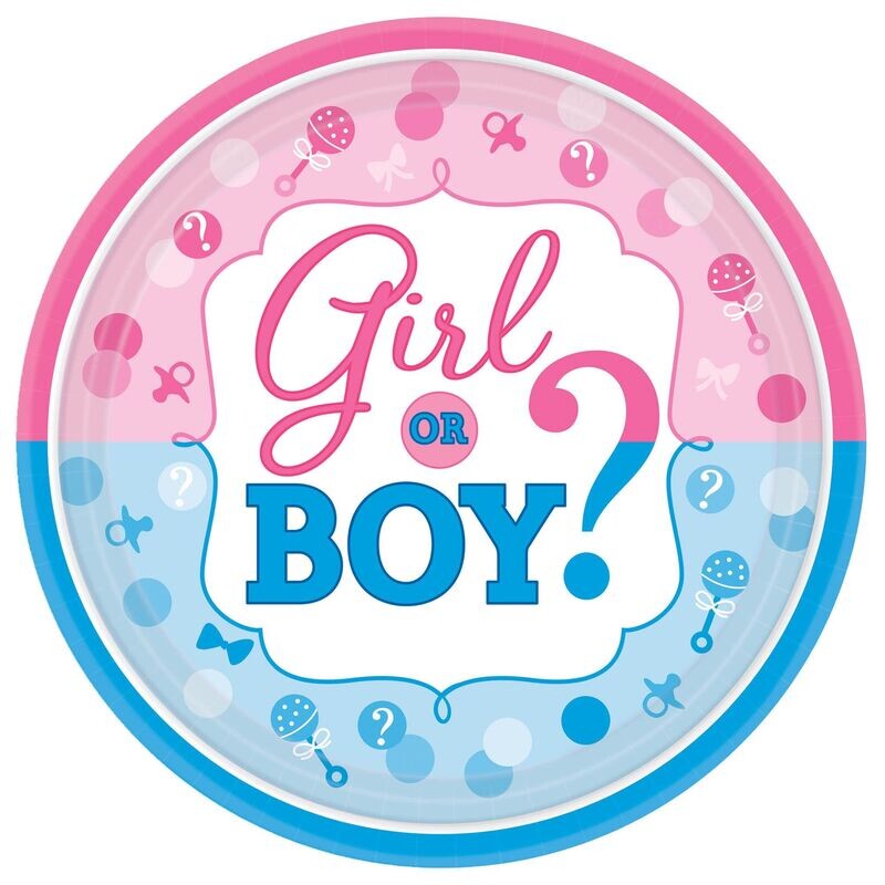 Girl or Boy? Round Plates, 7&quot;