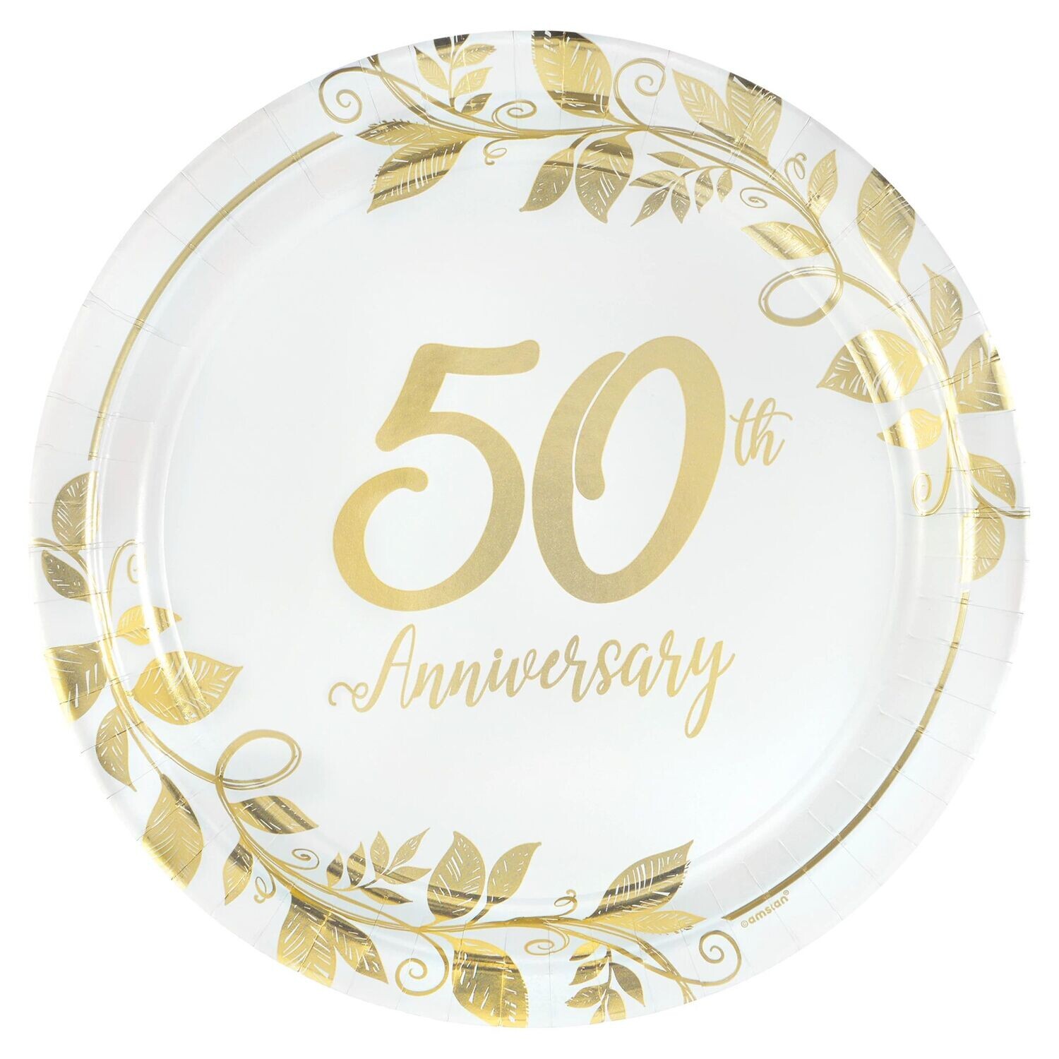 Happy 50th Anniversary 7&quot; Round Metallic Plates