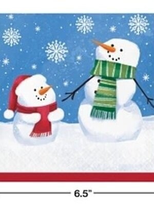 Smiling Snowmen Beverage Napkin