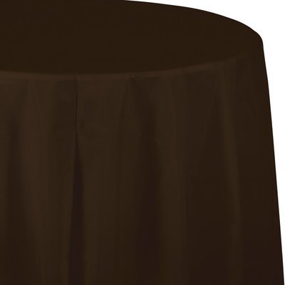 CHOCOLATE BROWN PLASTIC  ROUND   TABLE COVER