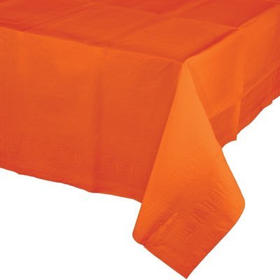 SUNKISSED ORANGE LINED PLASTIC TABLE COVER