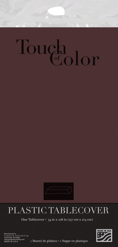 CHOCOLATE BROWN PLASTIC LINED  TABLE COVER