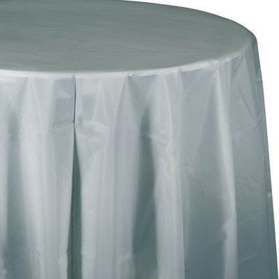 SHIMMERING SILVER SQUARE LPLASTIC TABLE COVER