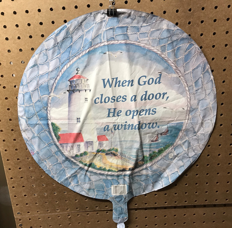 When God closes a door it opens a window mylar balloons
