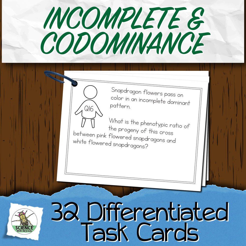 Incomplete Dominance and Codominance Task Cards
