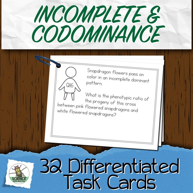 Incomplete Dominance and Codominance Task Cards
