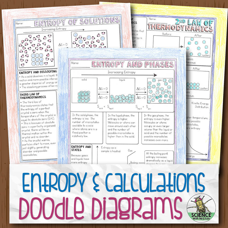 Entropy and Entropy Calculations Doodle Diagram Notes