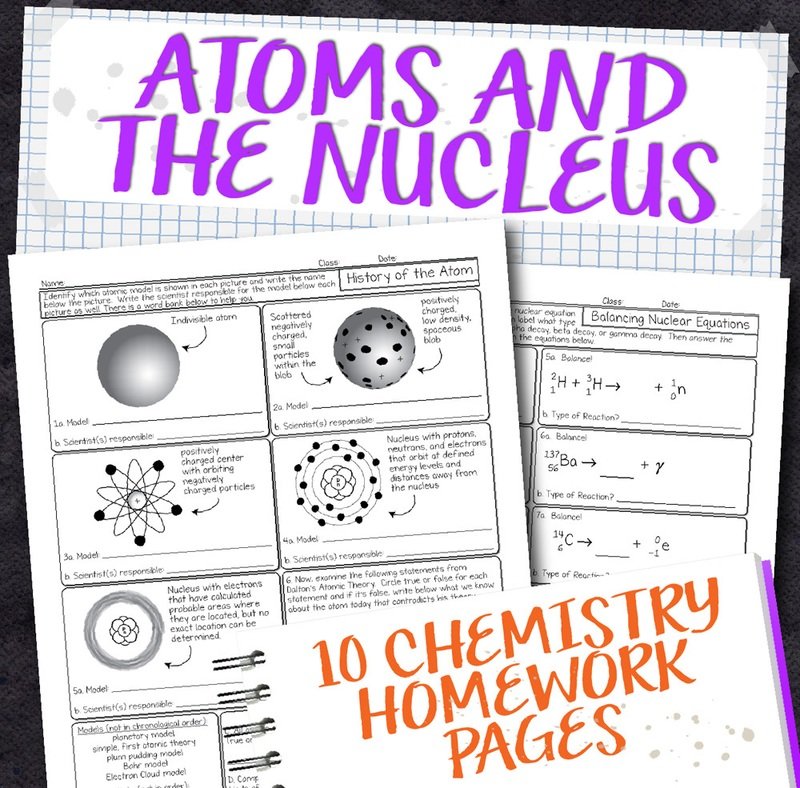 Chemistry Unit 3: Atoms and the Nucleus Homework Pages
