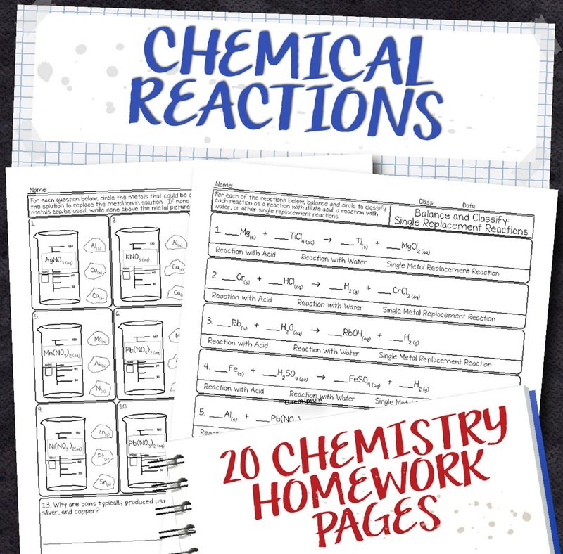 Chemistry Unit 8: Chemical Reactions Homework Pages