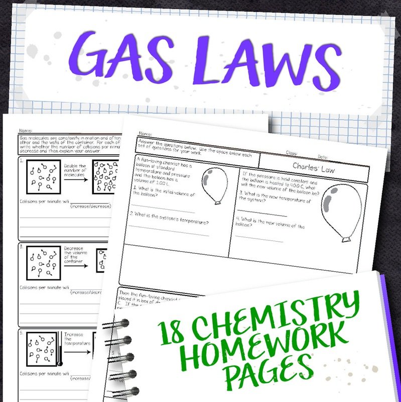 Chemistry Unit 10: Gas Laws Homework Pages