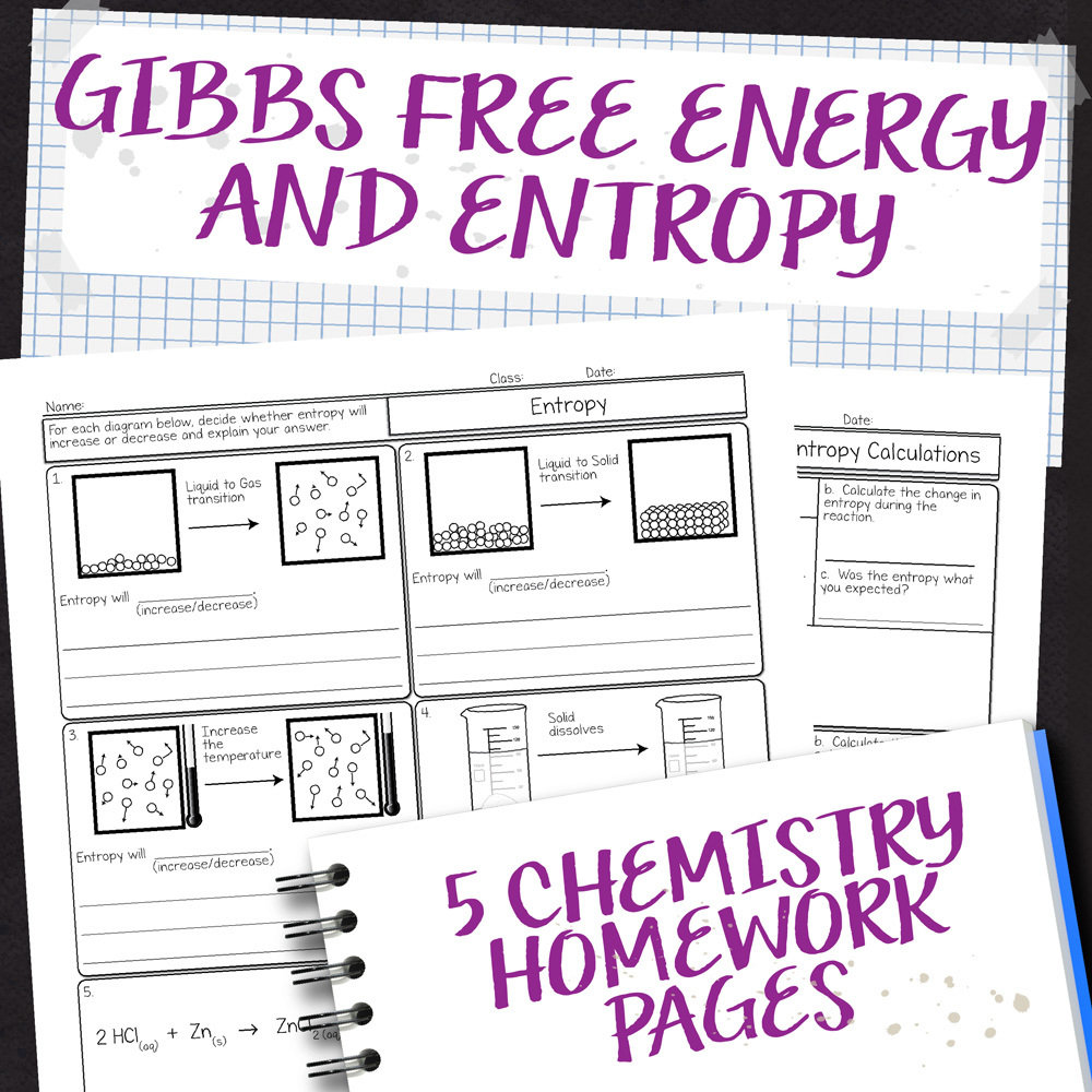 Chemistry Unit 13: Gibbs Free Energy Homework Pages