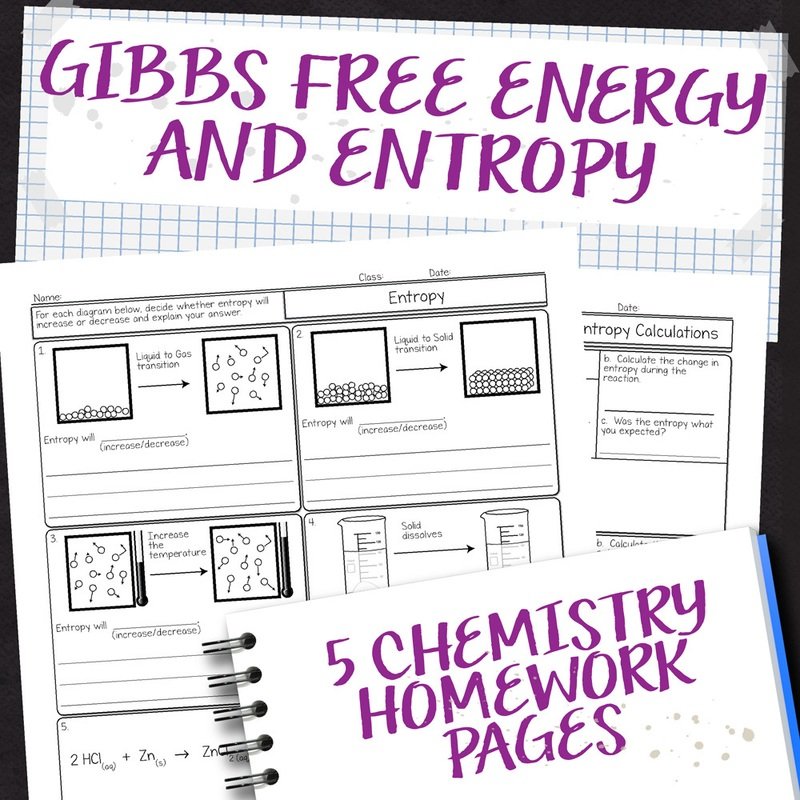Chemistry Unit 13: Gibbs Free Energy Homework Pages