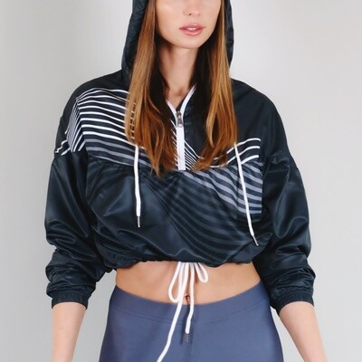 Women's A.M Grey Charcoal Cropped Windbreaker Women's A.M Grey Charcoal Cropped Windbreaker