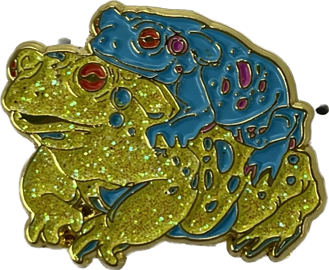 Piggy back frog pin