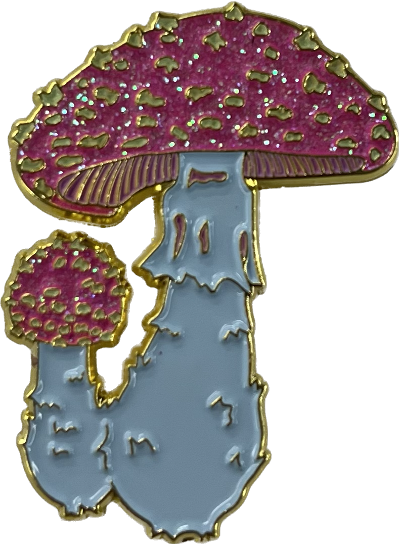 Pink mushroom pin