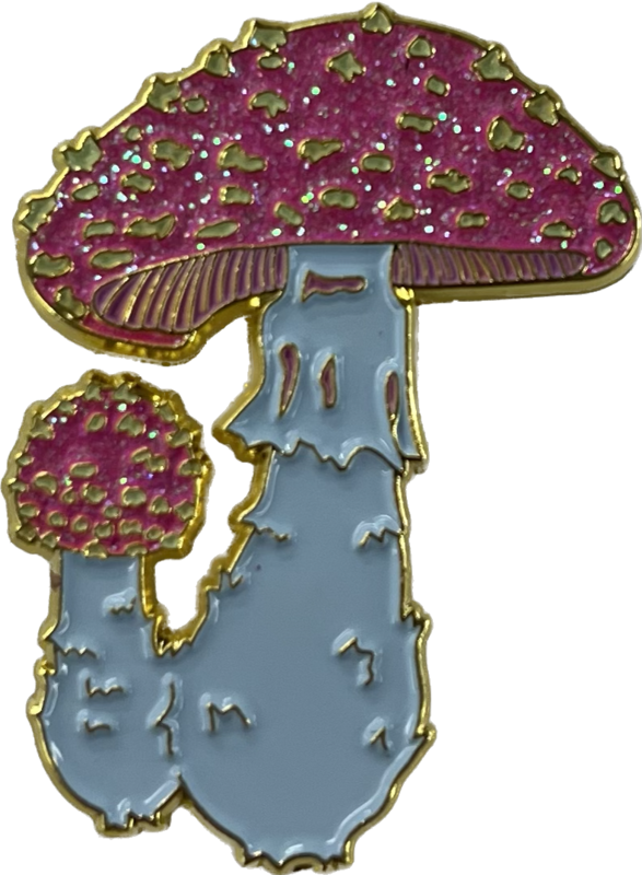 Pink mushroom pin