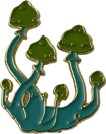 Squiggly mushroom pin