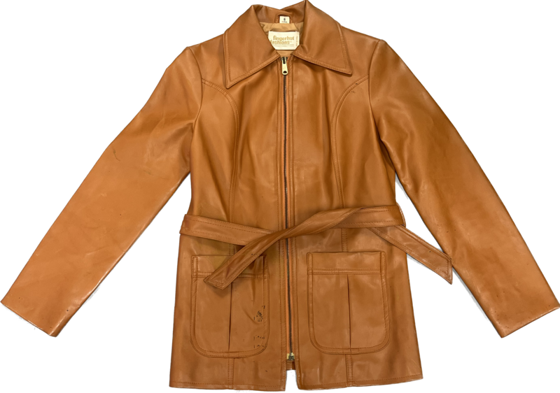 FINGERHUT FASHIONS BROWN LEATHER BELTED JACKET