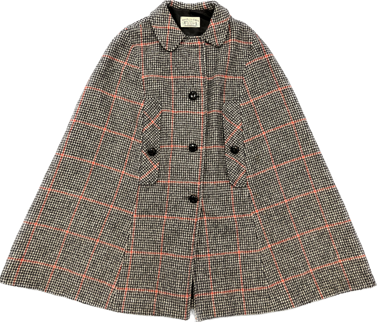 QUEEN OF THE CAPES COUNTRY PLACE HOUNDSTOOTH WOOL CAPE