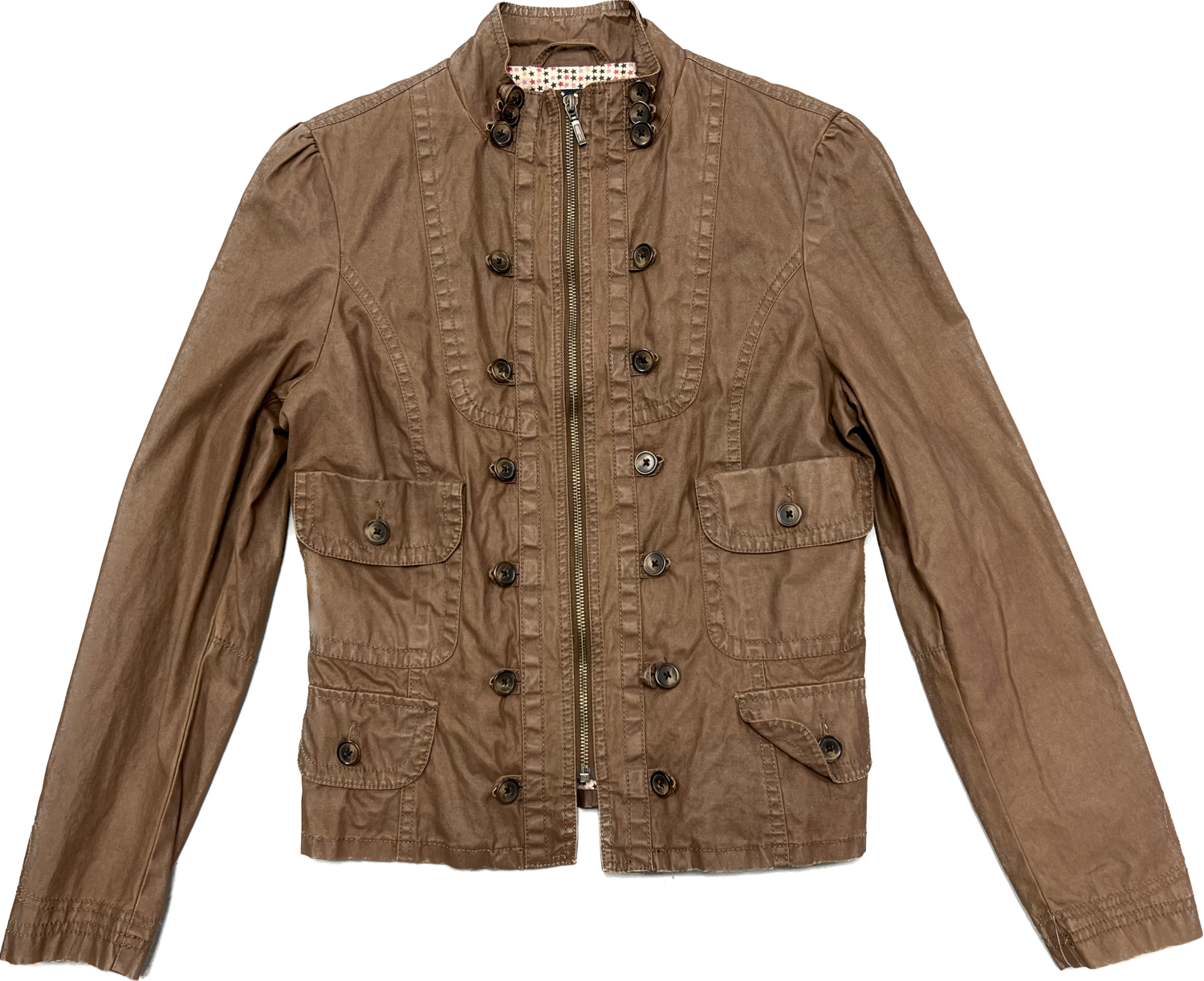 AUTHENTIC ICON LIGHTWEIGHT JACKET WITH BUTTON ACCENTS - BROWN