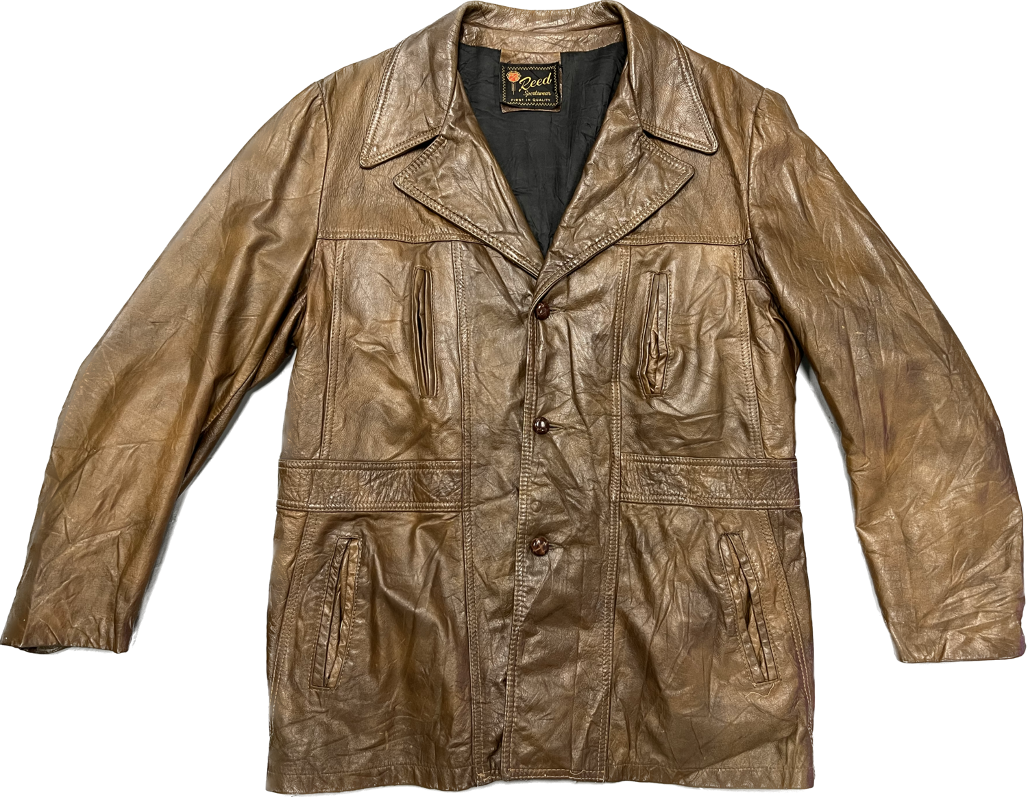 REED SPORTSWEAR LEATHER JACKET - BROWN