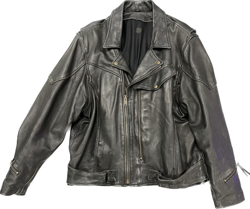 LEATHER MOTORCYCLE RIDING JACKET - BLACK