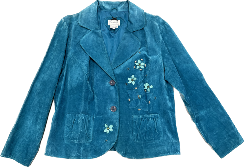 LIVE A LITTLE 100% LEATHER AQUA JACKET