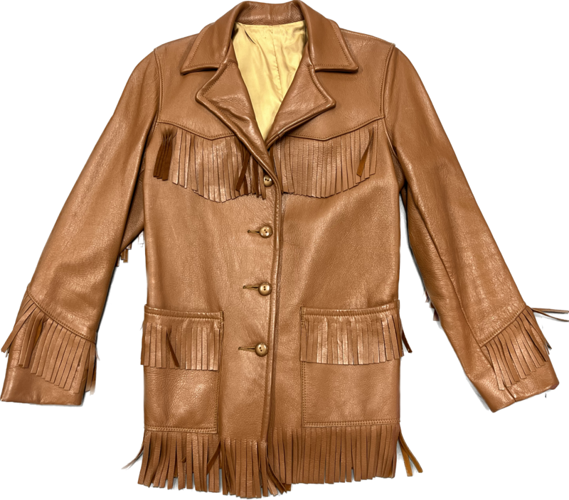 BROWN GENUINE LEATHER FRINGE JACKET