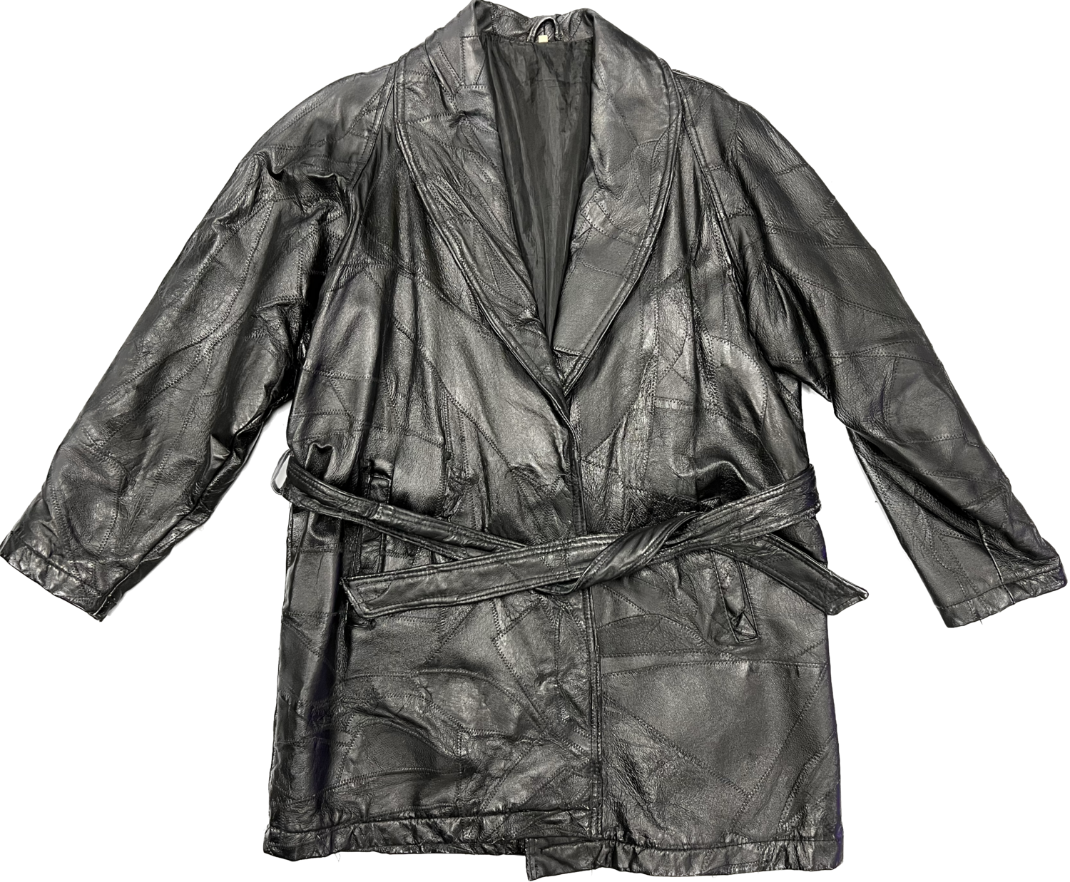 BELTED BLACK GENUINE LEATHER JACKET