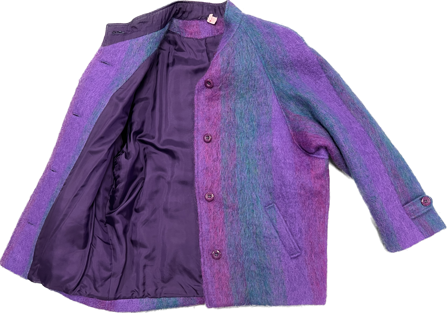 AVOCA HANDWEAVERS PURPLE AND BLUE MOHAIR COAT