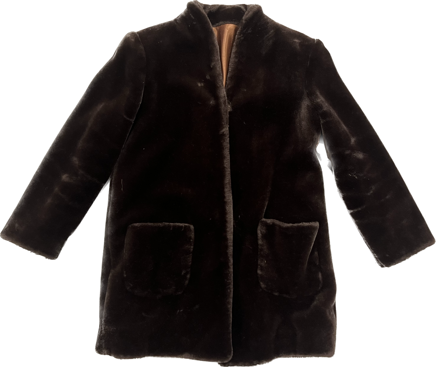 BROWN FAUX FUR COAT