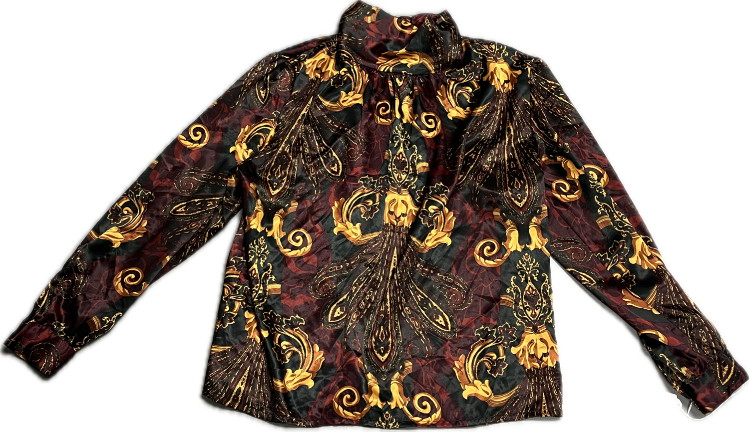 MARLIS DARK PAISLEY SATIN BLOUSE