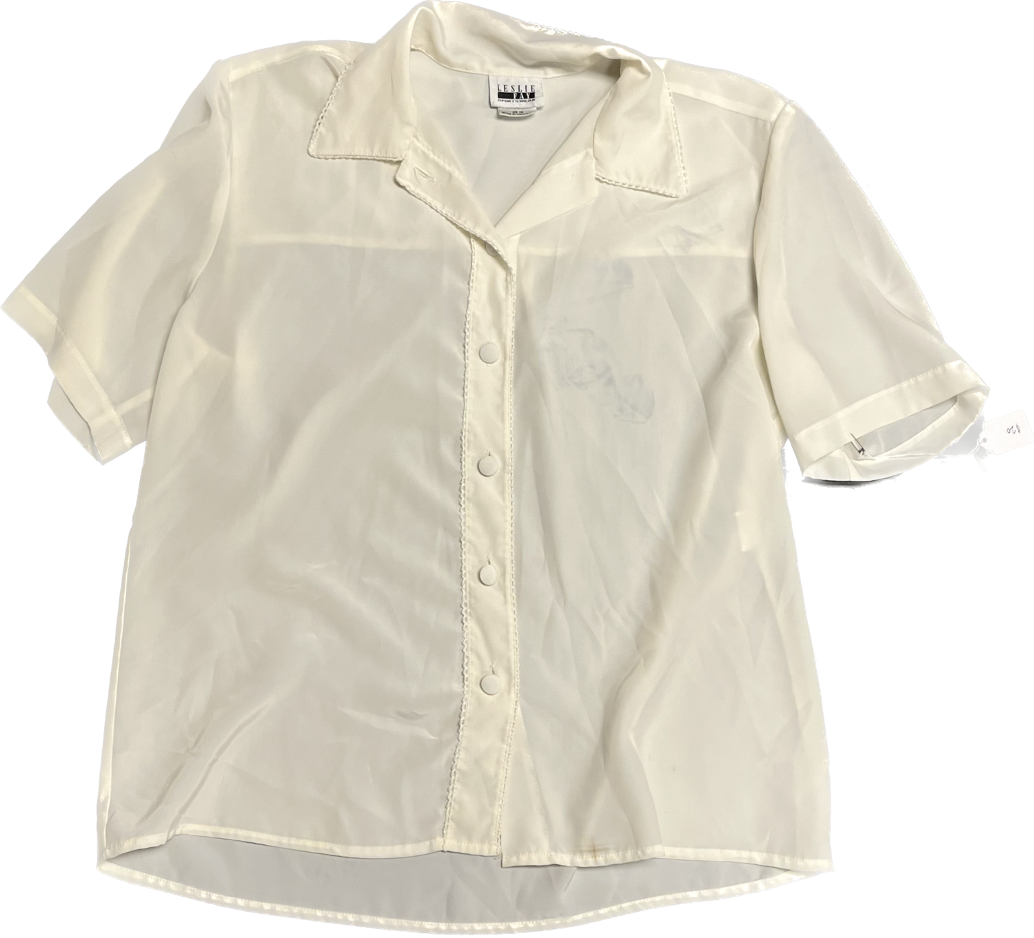 LESLIE FAY SPORTSWEAR CREAM SHORT SLEEVE BUTTON DOWN BLOUSE