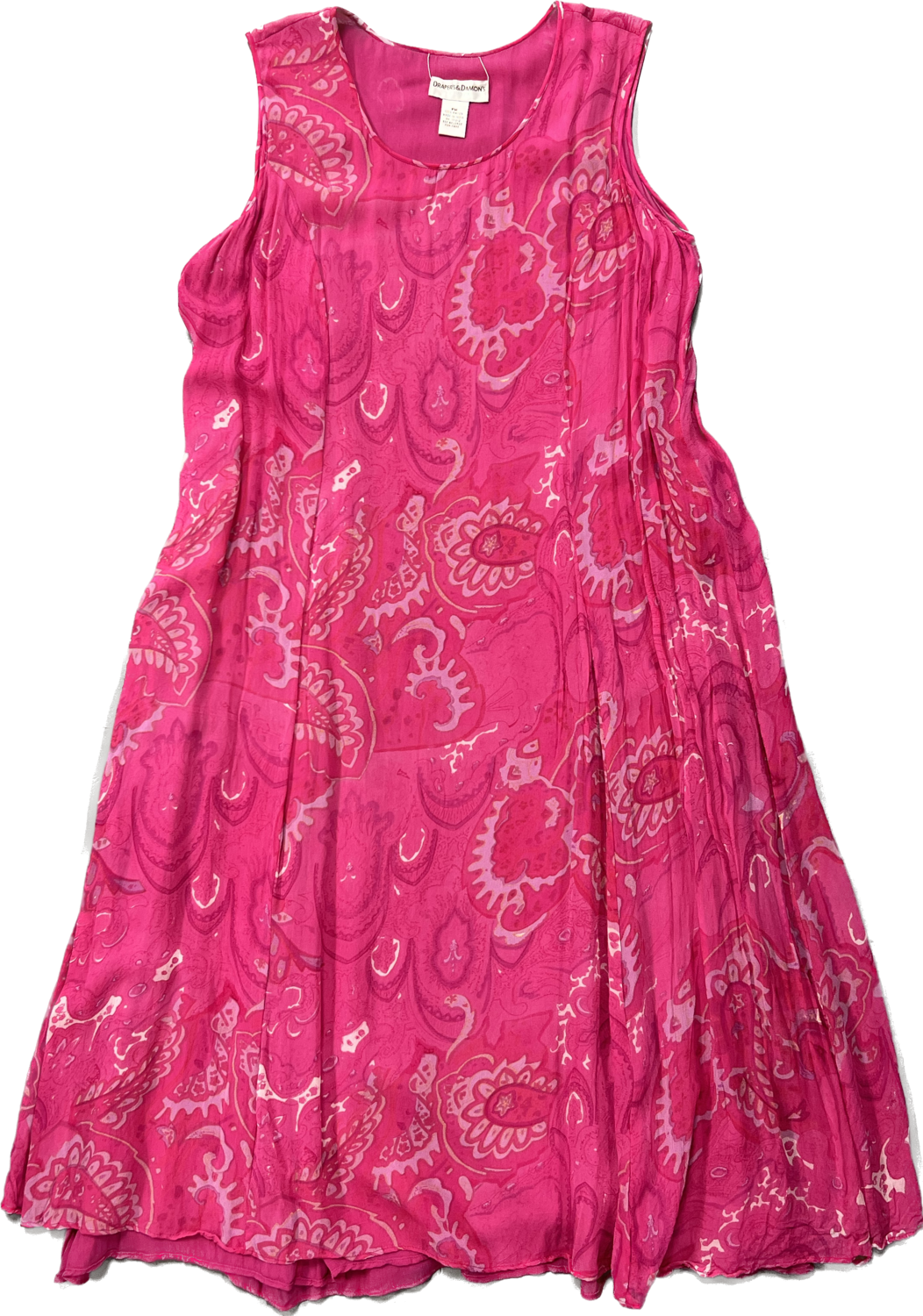 DRAPER&#39;S &amp; DAMON&#39;S PETITES PAISLEY PINK MAXI LENGTH SLEEVELESS DRESS