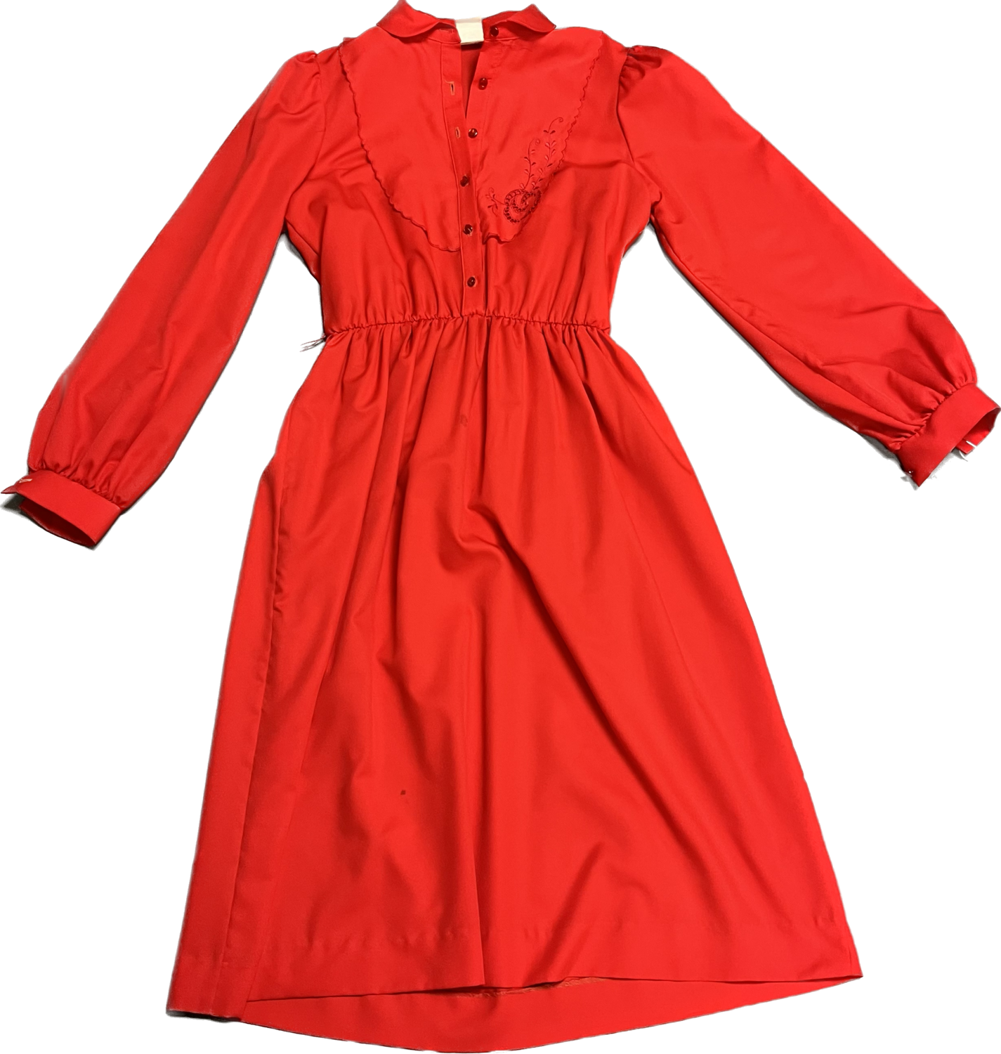 RED LONG SLEEVE BUTTON DOWN DRESS